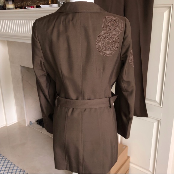 COPY - Worth New York Brown Silk 2pc Pant Suit - Picture 6 of 14